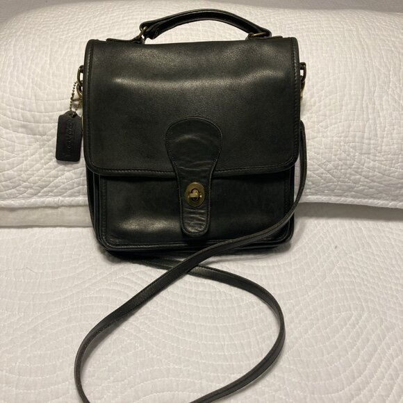 Vintage Y2K COACH Black Leather Station Bag No. 5007 - Picture 1 of 16